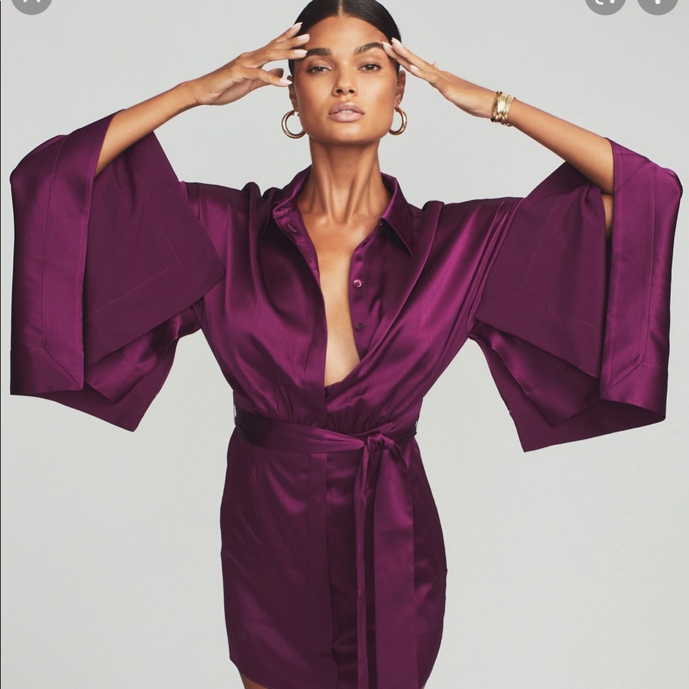NWT Retrofete Deep Purple Silk Scottie Dress